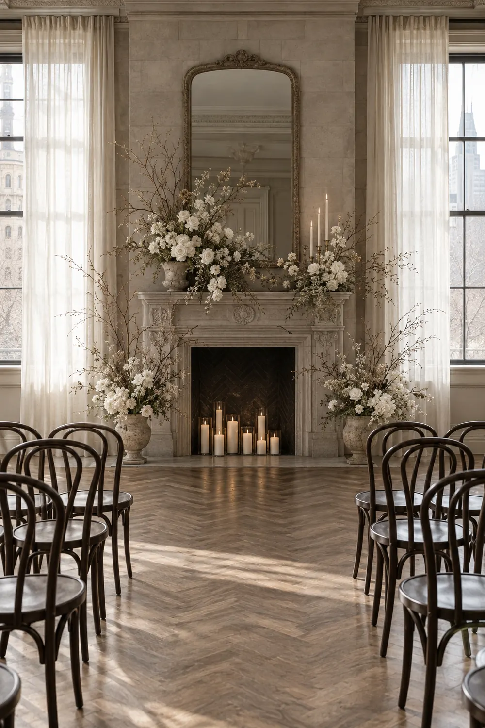 Intimate ceremony staged in a historic drawing room
