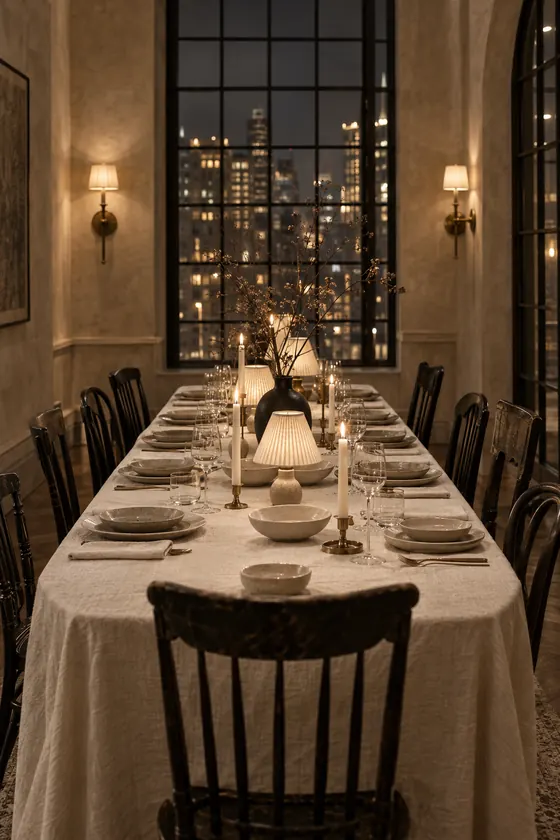 Dinner table at night