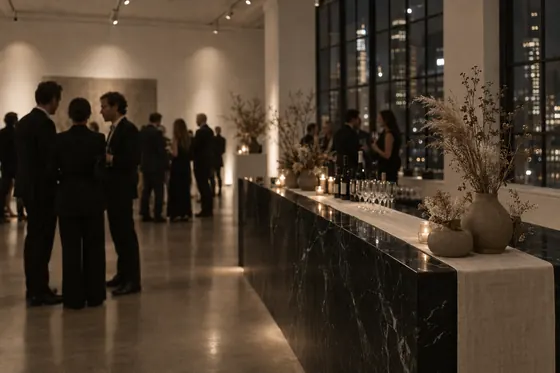 Gallery evening at a marble bar